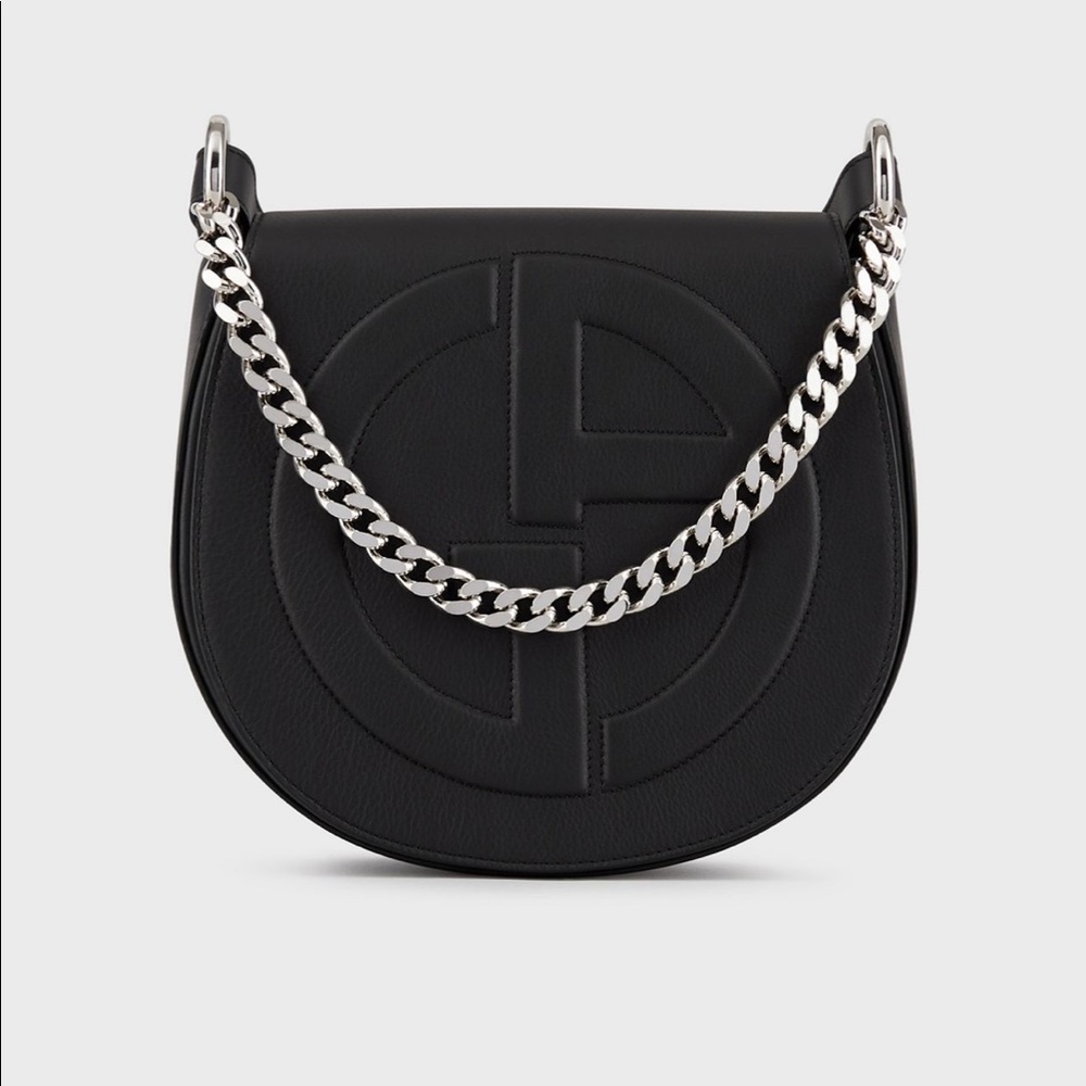 Giorgio Armani Leather Crossbody w Raised Logo RED